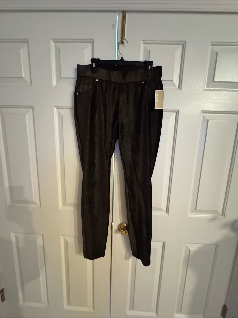 MICHAEL Michael Kors Gold and Black Sparkly Velvet Pants